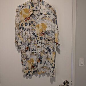 Campia 100%‎ Rayon Short Sleeve Tropical Scene Men’s Shirt XXL